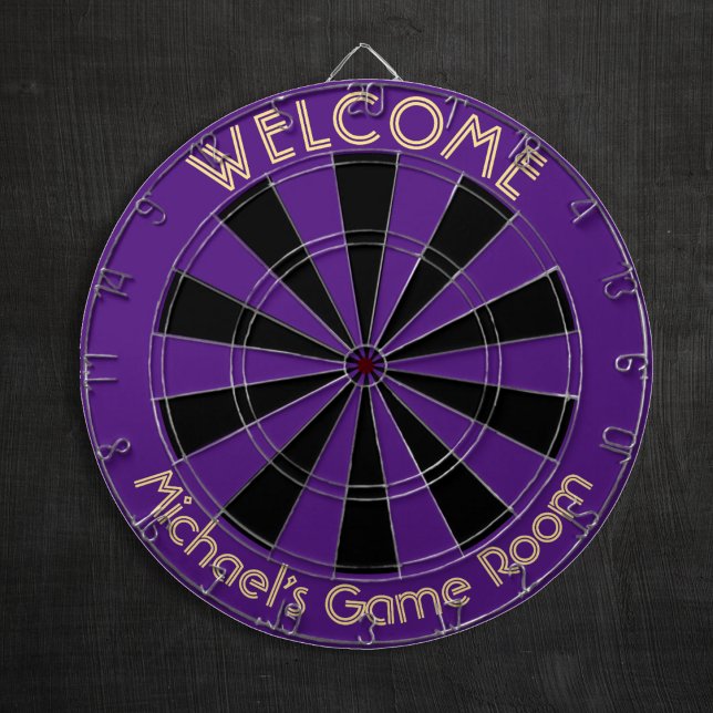 Cible De Fléchettes Halloween violet noir Custom Metal Cage Salle de j (Halloween Purple Black Custom Metal Cage Game Room Dart Board)