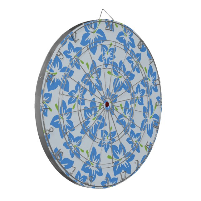 Cible De Fléchettes Hibiscus Bleu, Fleurs Bleues, Motif De Fleurs (Devant gauche)