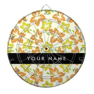 Cible De Fléchettes Hibiscus Jaune, Hibiscus Orange, Votre Nom