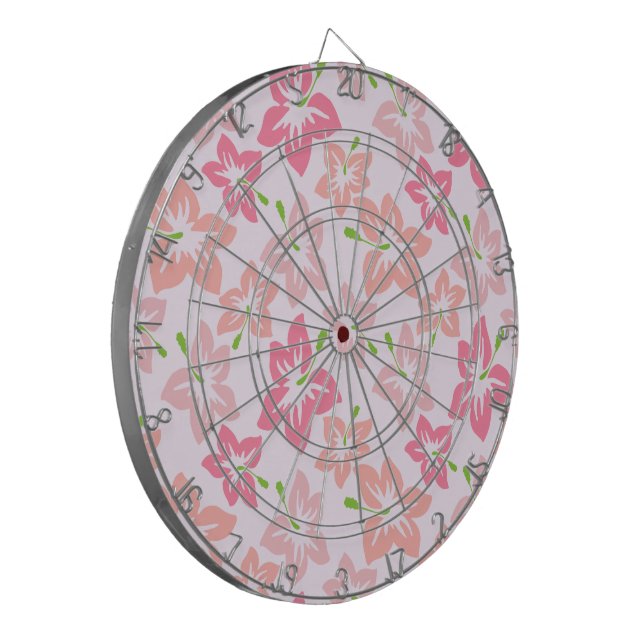 Cible De Fléchettes Hibiscus rose, Fleurs roses, Motif de fleurs (Devant gauche)
