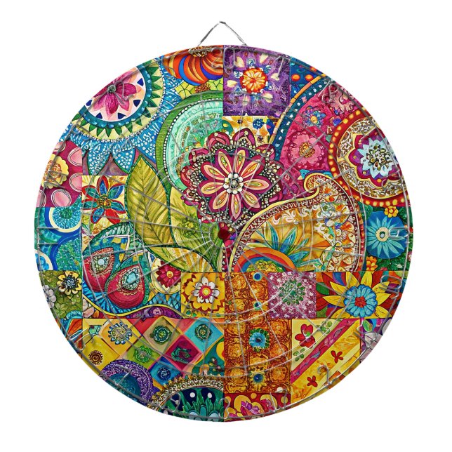 Cible De Fléchettes Hippie Art Dartboard (Devant)