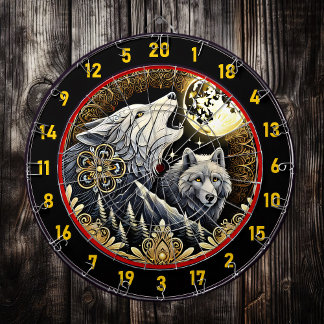 Cible De Fléchettes Howling Wolf Illumine La Force Et La Liberté