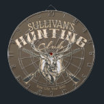 Cible De Fléchettes Hunter NAME personnalisé Deer Rifle Hunter Club de<br><div class="desc">Nom du chasseur personnalisé Deer Trophy Rifle Hunting Club - Deer Antler Head Mount with Rifles - Personnaliser avec votre nom ou texte personnalisé!</div>
