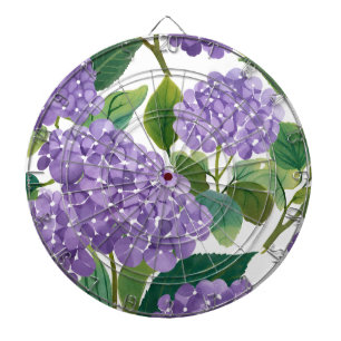 Cible De Fléchettes Hydrangea Violette Fleur Côtière Aquarelle Florale