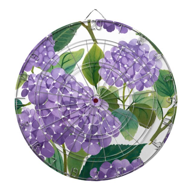 Cible De Fléchettes Hydrangea Violette Fleur Côtière Aquarelle Florale (Devant)