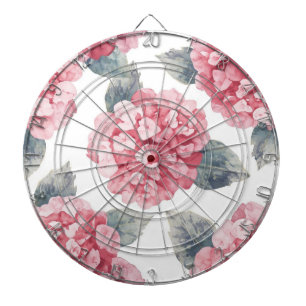 Cible De Fléchettes Hydrangeas roses Peinture florale aquarelle Fleurs