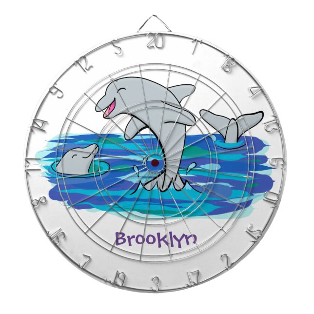 Cible De Fléchettes Illustration de dauphins heureux adorables (Devant)