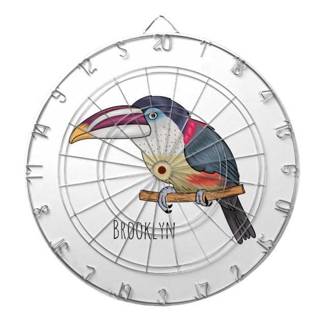 Cible De Fléchettes Illustration de dessin animé d'aracari à cimier fr (Devant)