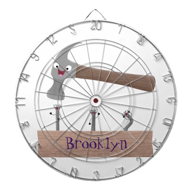 Cible De Fléchettes Illustration de dessin mignon, marteau et ongles (Devant)