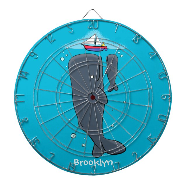 Cible De Fléchettes Illustration de mignons baleines et voiliers (Devant)
