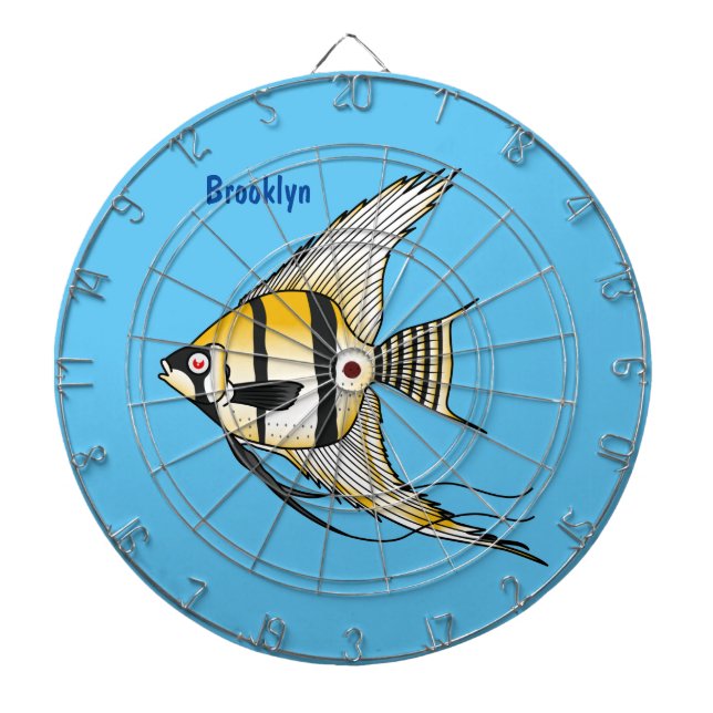 Cible De Fléchettes Illustration de poisson-ange rayé de dessin animé (Devant)