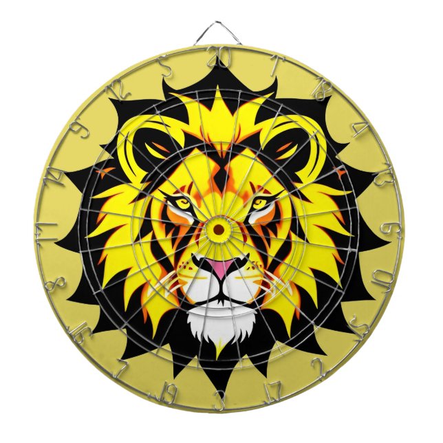Cible De Fléchettes Illustration de tête de lion avec détails complexe (Devant)