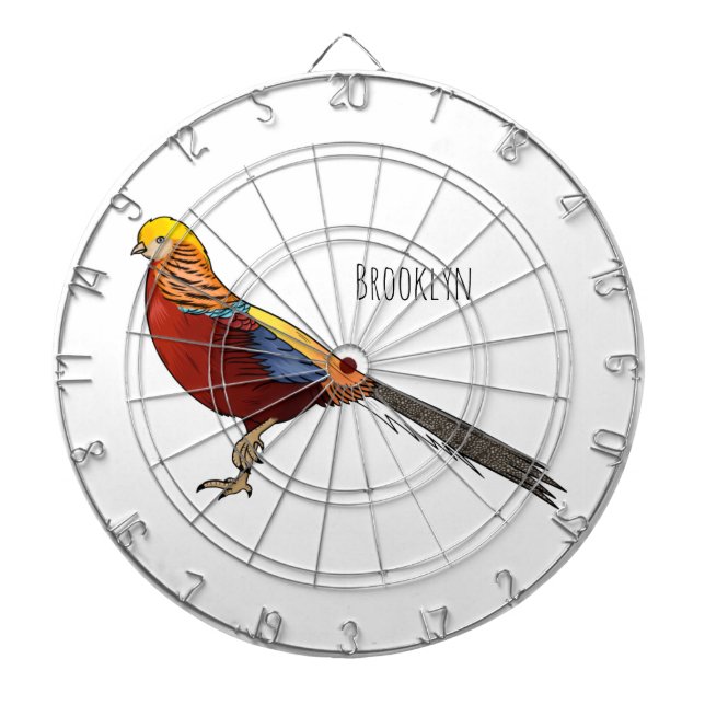 Cible De Fléchettes Illustration d'oiseau de faisan doré (Devant)