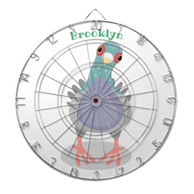 Cible De Fléchettes Illustration drôle de pigeon curieux (Devant)