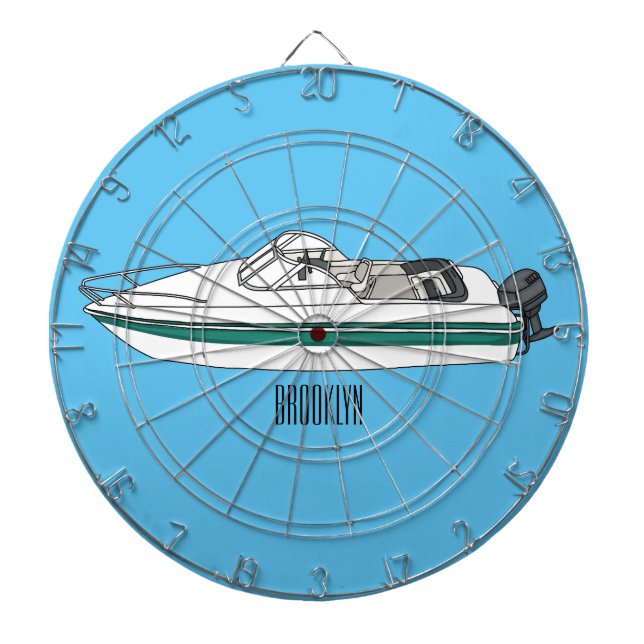 Cible De Fléchettes Illustration d'un bateau à moteur (Devant)