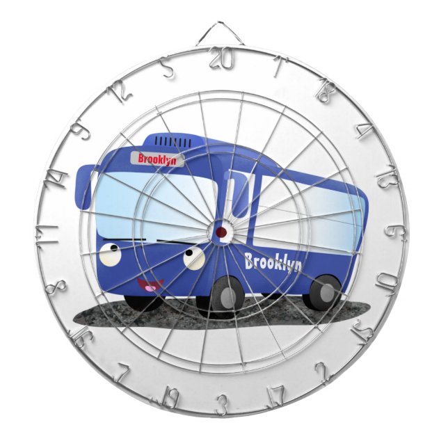 Cible De Fléchettes Illustration d'un bus moderne bleu mignon (Devant)