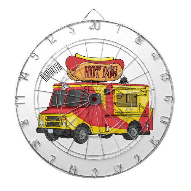Cible De Fléchettes Illustration d'un camion de nourriture pour chien  (Devant)