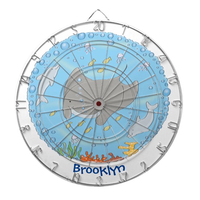 Cible De Fléchettes Illustration d'une mignonne raie manta et de bulle (Devant)