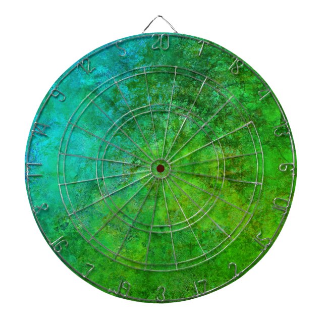 Cible De Fléchettes Industrie Rustique Rouille Inspiré Art Vert Bleu (Devant)