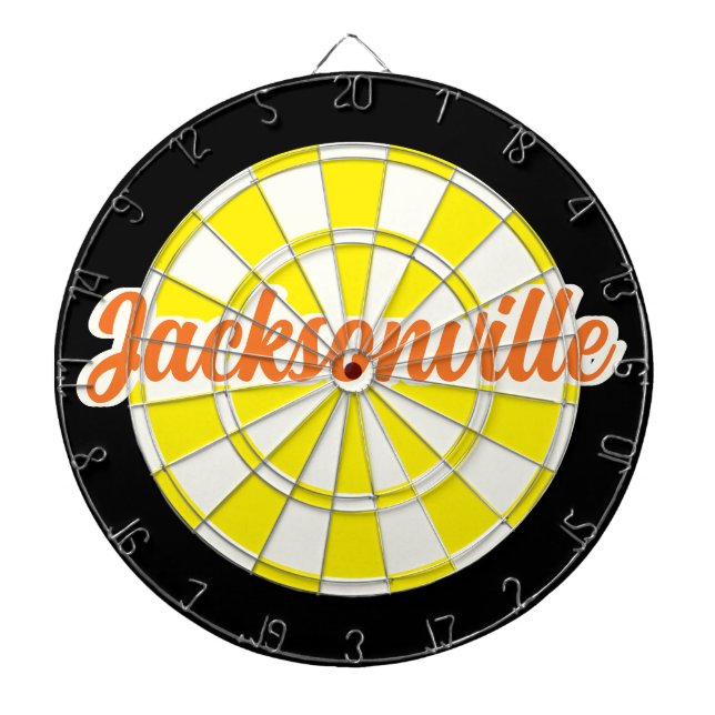 Cible De Fléchettes Jacksonville Orange texte jaune blanc noir (Devant)