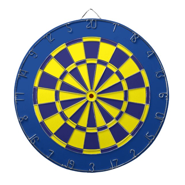 Cible de flechettes : Jaune, marine, et bleu (Devant)
