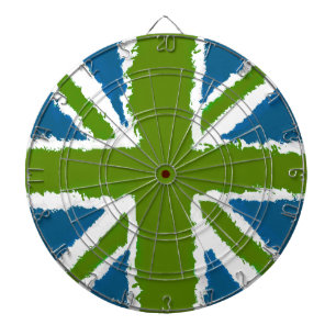 Cible De Fléchettes Jeux Union Jack Art Green Turquoise Tones Bar
