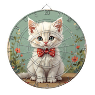 Cible De Fléchettes Joli adorable chat blanc avec noeud papillon
