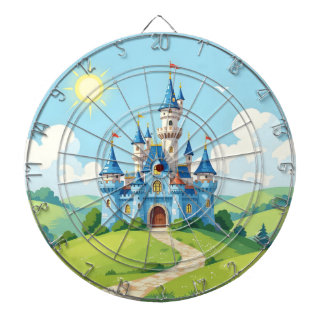 Cible De Fléchettes Joli château bleu et blanc