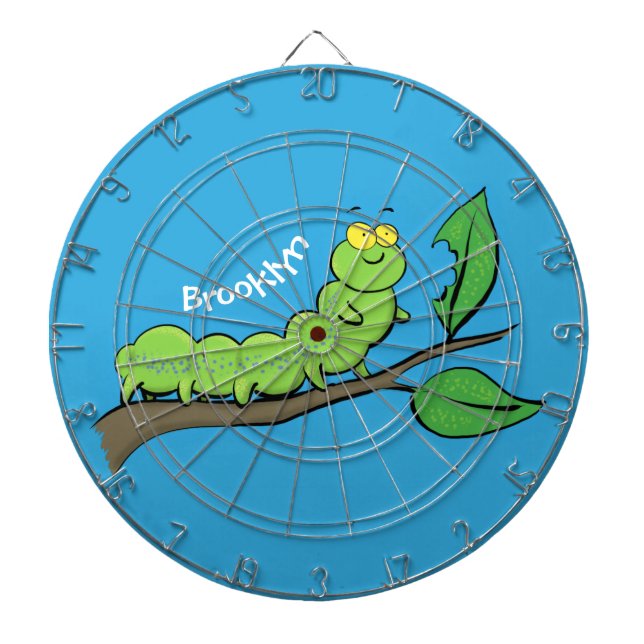 Cible De Fléchettes Joli dessin animé de chenille verte mignonne (Devant)