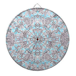 Cible De Fléchettes Joli floral classique gris bleu