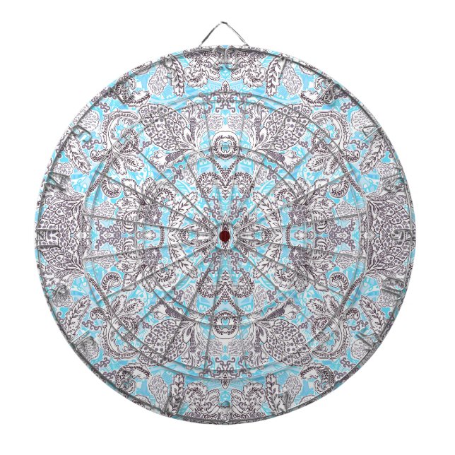 Cible De Fléchettes Joli floral classique gris bleu (Devant)