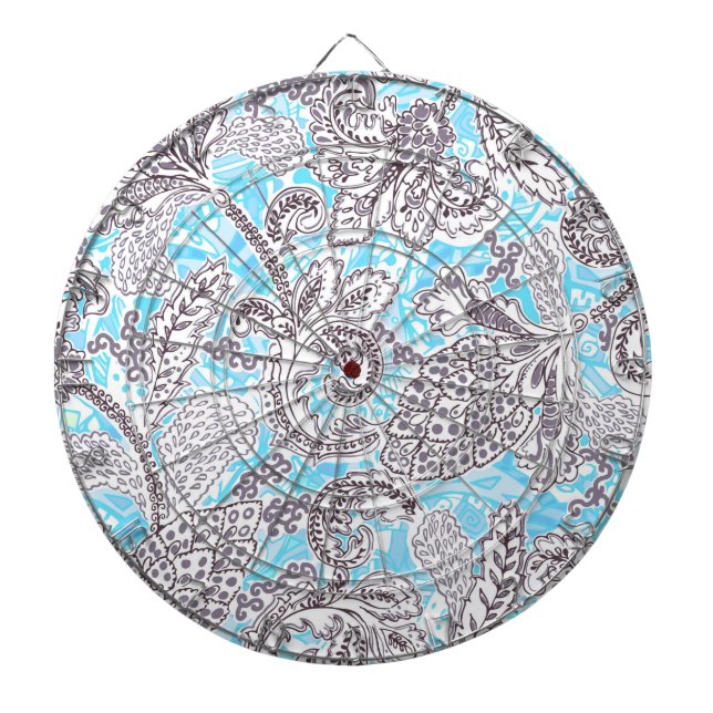 Cible De Fléchettes Joli floral classique gris bleu (Devant)