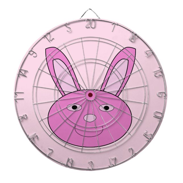 Cible De Fléchettes Joli Lapin Rose Féminin Visage Printemps Pâques (Devant)
