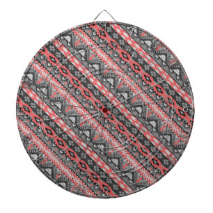 Cible De Fléchettes Joli motif aztèque gris rouge
