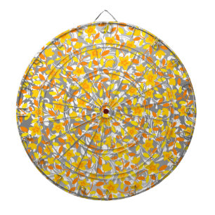 Cible De Fléchettes Joli orange jaune fleurs blanches motif