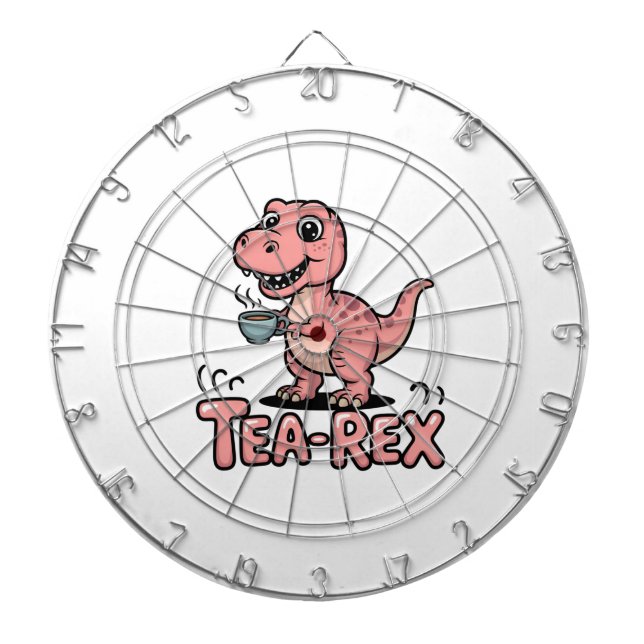 Cible De Fléchettes Joli Tea-Rex Rose Dinosaure – Le Thé Arrive ! (Devant)