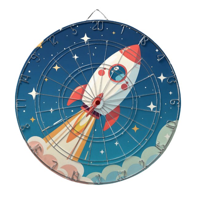 Cible De Fléchettes Jolie fusée spatiale qui décolle (Devant)