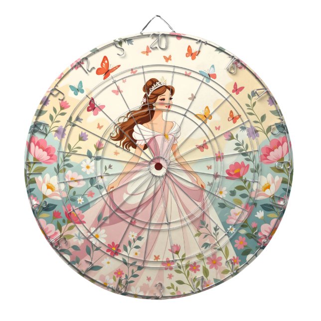 Cible De Fléchettes Jolie princesse avec papillons (Devant)