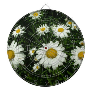 Cible De Fléchettes jolies fleurs de marguerite blanche.