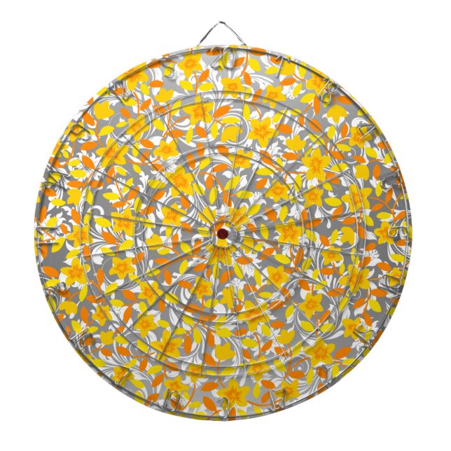 Cible De Fléchettes Jolis motifs de fleurs orange jaune blanc (Devant)