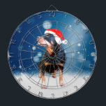 Cible De Fléchettes Jote Rottweiler Chien Noël Santa Hat Étoiles de ne<br><div class="desc">Un mignon chien Rottweiler avec chapeau de Père Noël rouge avec la neige et étoiles en arrière - plan.</div>