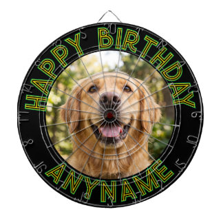 Cible De Fléchettes Joyeux Anniversaire - Votre Photo & Typographie Pe
