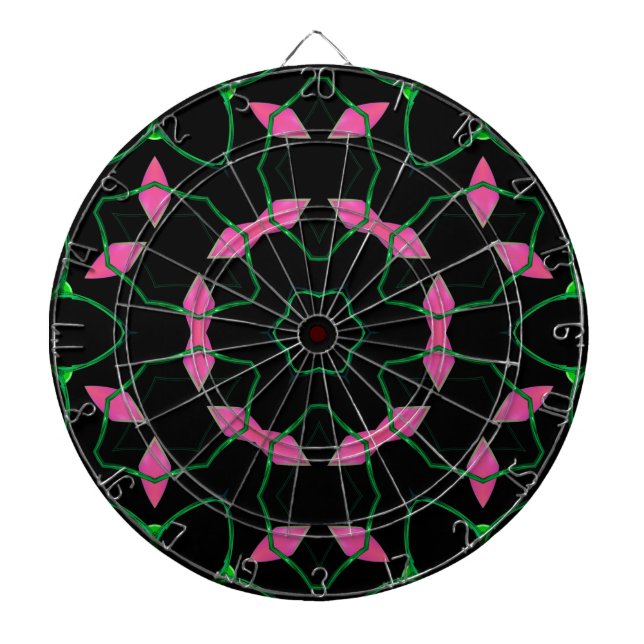 Cible De Fléchettes Kaleidoscope Émeraude et Rose  (Devant)