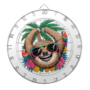Cible De Fléchettes Kawaii Paresseux Tropical – Vibrations Été Douces