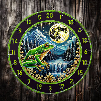 Cible De Fléchettes La Grenouille Verte En Or Brille Sous Lune