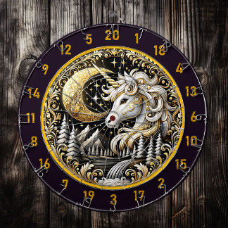 Cible De Fléchettes La licorne blanche rayonne la force et la beauté