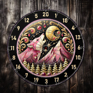 Cible De Fléchettes La Lune d'or incarne l'élégance du loup rose