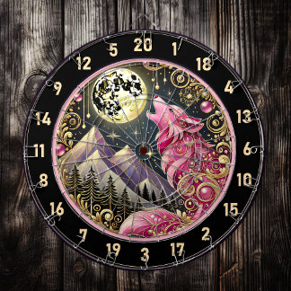 Cible De Fléchettes La Lune d'or incarne l'élégance du loup rose