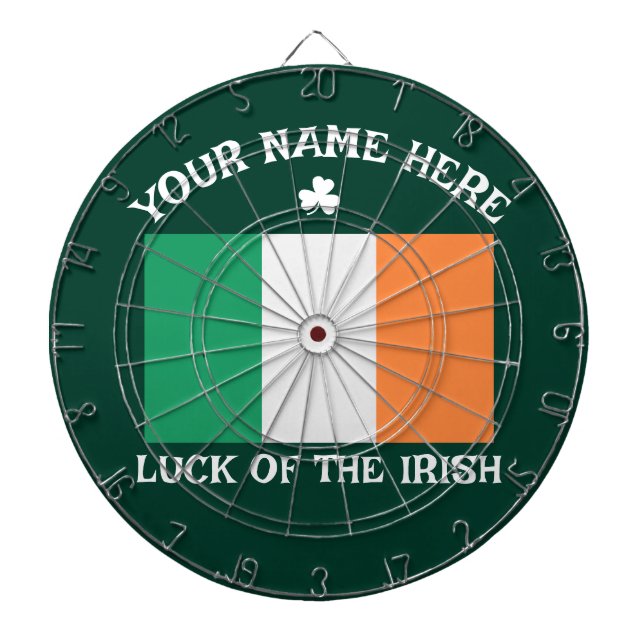 Cible De Fléchettes La Saint-Patrick Drapeau Irlande Nom Personnalisé  (Devant)