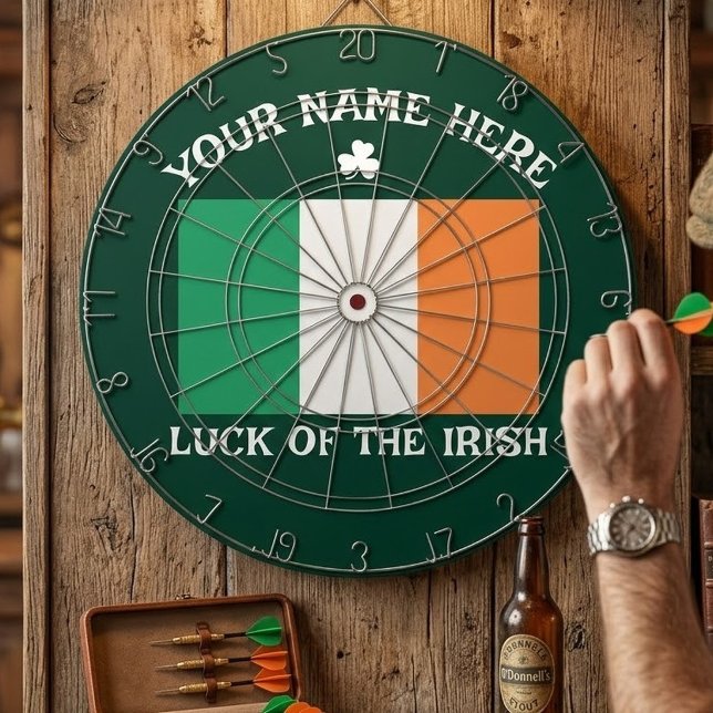 Cible De Fléchettes La Saint-Patrick Drapeau Irlande Nom Personnalisé  (Créateur téléchargé)
